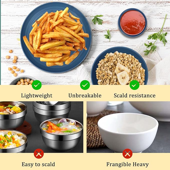 Wheat Straw Dinnerware Sets for 4,Dishwasher & Microwave Safe Plates and Bowls Sets 16 PCS,Unbreakable Dish Sets for Kitchen,Camping and Outdoor, Dinner Plate,Sauce Dish,Cereal Bowl,Cups- Multi color