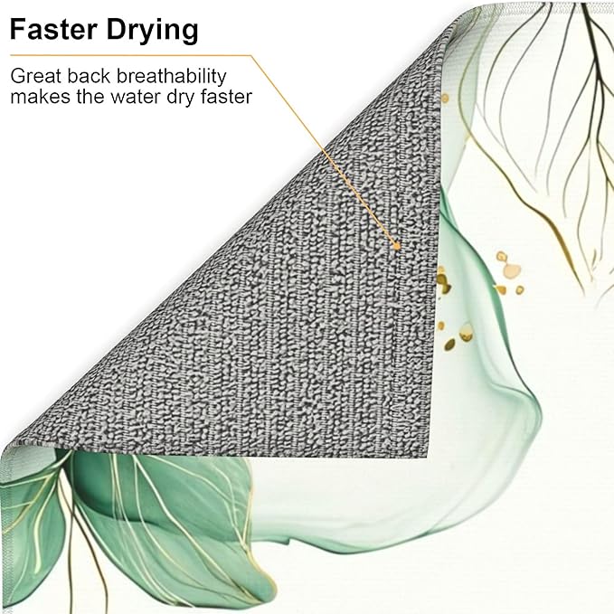 Watercolor Green Palm Leaves Dish Drying Mat 16x18 Inch, Microfiber Absorbent Fast Dry Mat Large Dish Mat Drying Kitchen Mat, Kitchen Drying Pad for Kitchen Counter Coffee Bar Decor Gifts