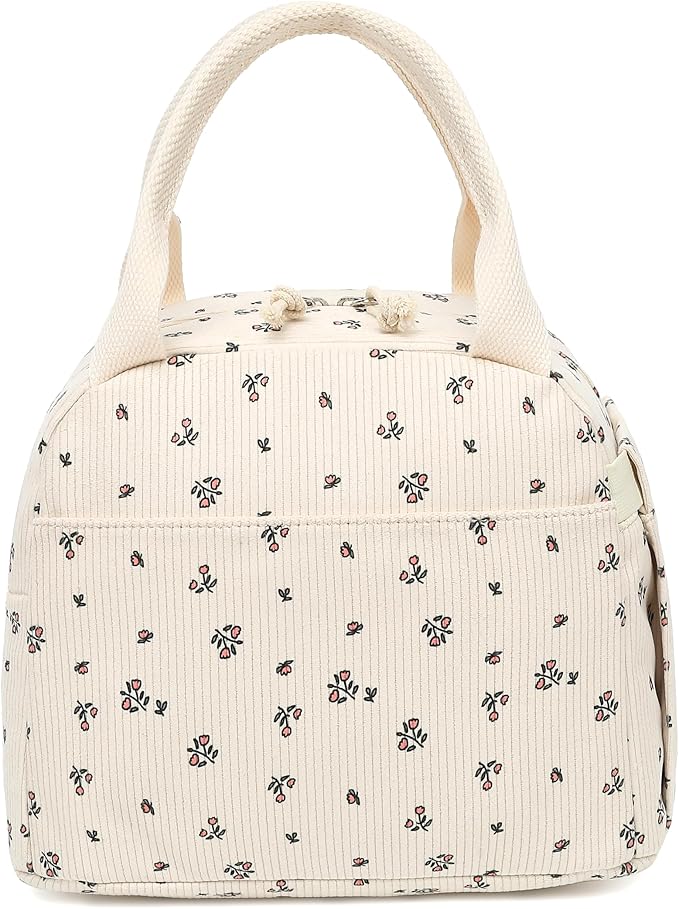 Bluboon Lunch Bag for Women Men Cute Corduroy Lunch Tote Bags Reusable Insulated Lunch Box Large Capacity Reusable Insulated Cooler for Work Picnic or Travel