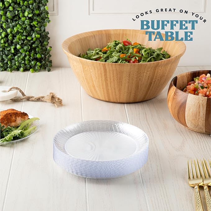 PLASTICPRO 60 Pack Crystal Like Clear Disposable 6 inch Plastic Plates Dinner Dishes Plates for Special Occasions Parties