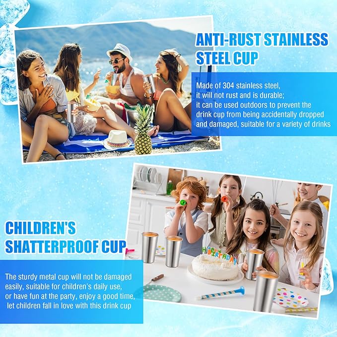 Bokon 12 Pack 20 oz Stainless Steel Cups Metal Cups Shatterproof Stacking Beer Pint Cups for International Coffee Day Bar Camping Restaurant Adults Travel Outdoor