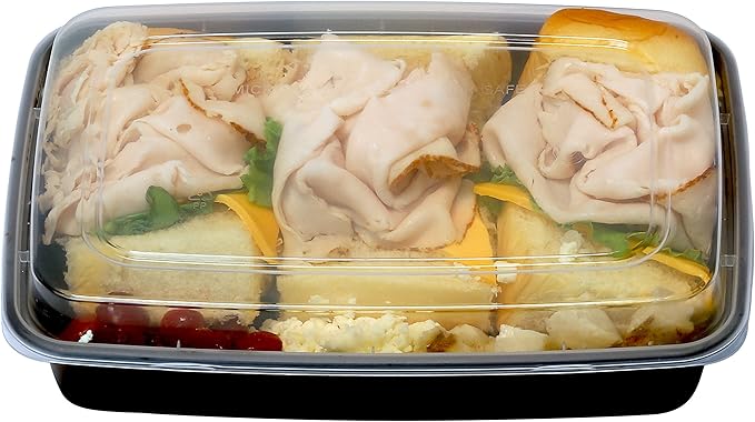 16 Pack - SimpleHouseware 1 Compartment Food Grade Meal Prep Storage Container Boxes, 28 Ounces