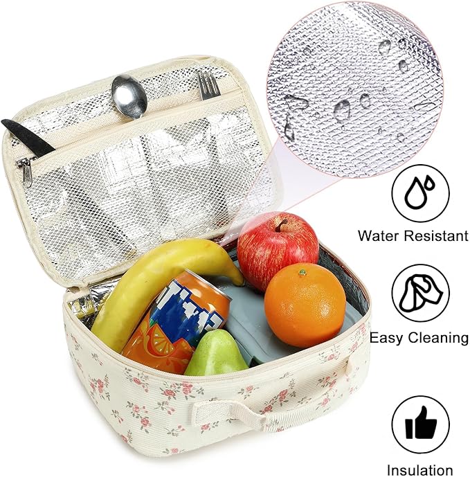 Bluboon Kids Girls Lunch Bag Insulated Lunch Box for school Corduroy Lunch Cooler Organizer School Kids Lunch Tote