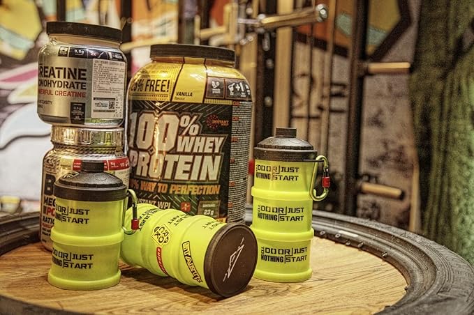 Protein Powder Stackable Container To Go,with Top Cap Funnel for Water Bottle,Twist Lock Portable Supplement Organize Storage Dispenser for Pre/Post Workout,Fitness,Travel,Gym