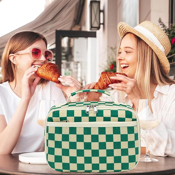 Bluboon Kids Girls Lunch Bag Insulated Lunch Box for school Corduroy Lunch Cooler Organizer School Kids Lunch Tote