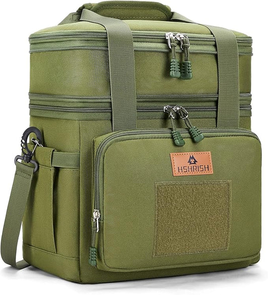 Tactical Lunch Bag, Large Expandable Lunch Box for Men, Durable Leakproof Cooler Bag with Molle Webbing, for Adults/Work Outdoor Picnic Trip Camping, 20 Can/15 L, Army Green