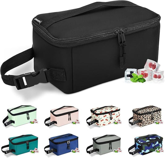 Cerbonny Small Lunch Bag,Small Cooler Bag,Freezable Snack Bag for Kids/Adult,Mini Cooler Bag with Buckle Handle,Freezable Lunch Bag for Work School Travel,Black