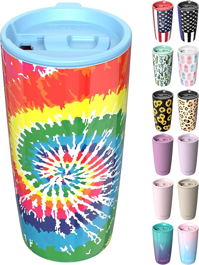 TILUCK 20 oz Tumbler with Leak-Proof Lid, Vacuum Insulated Stainless Steel Coffee Mug, Double-Walled Travel Tumbler for Hot and Cold Drinks(RotatingRainbow, 20oz)