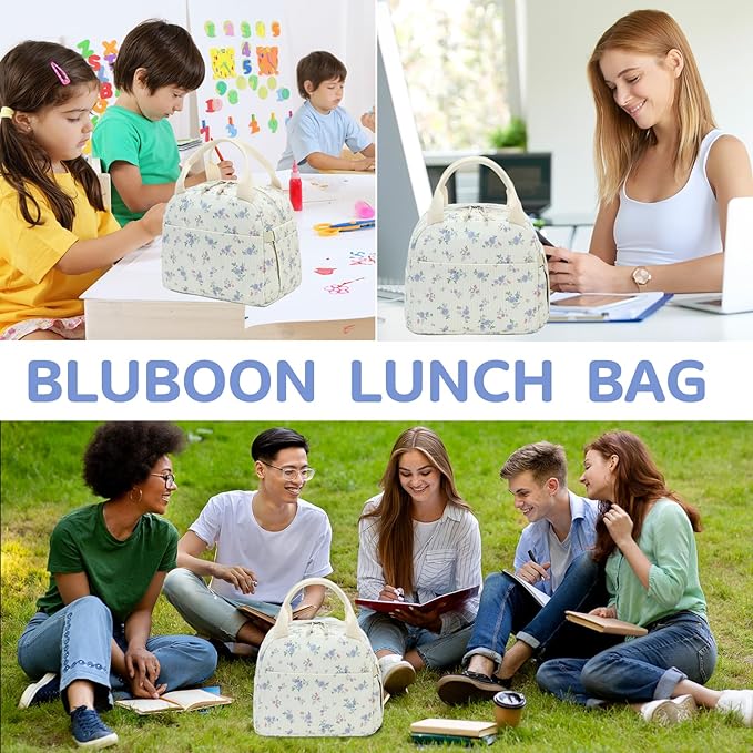 Bluboon Lunch Bag for Women Men Cute Corduroy Lunch Tote Bags Reusable Insulated Lunch Box Large Capacity Reusable Insulated Cooler for Work Picnic or Travel