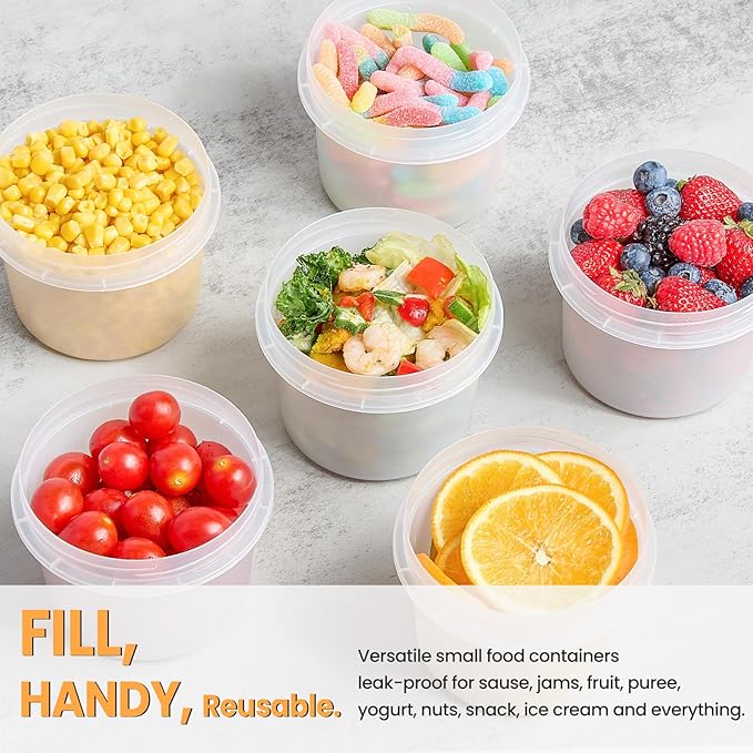 TUZAZO 20 Oz Food Storage Containers with Screw Lids, 6-Count Reusable Small Plastic Soup Containers for Portion and Meal Prep | Microwave-, Freezer-, Dishwasher-Safe | BPA Free