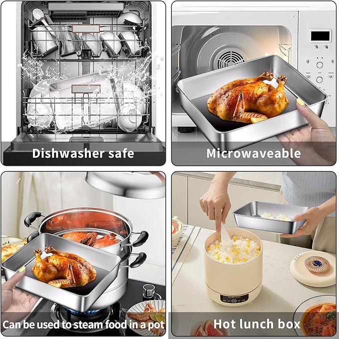 stainless steelFood Storage 12-Pack Lunch BoxContainers setsstorage box with lidfreezer FrozenKitchen tra with lidOven plateSide dish plate Freezer & Dishwasher Safe