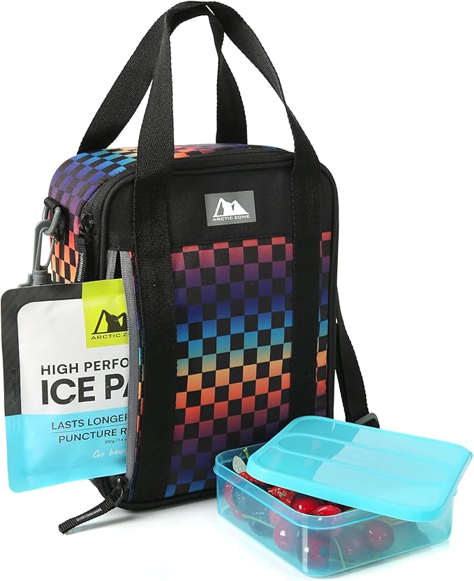 Arctic Zone Urban Lunch Box Combo with 210g Ice Pack and Sandwich Container, Checkered