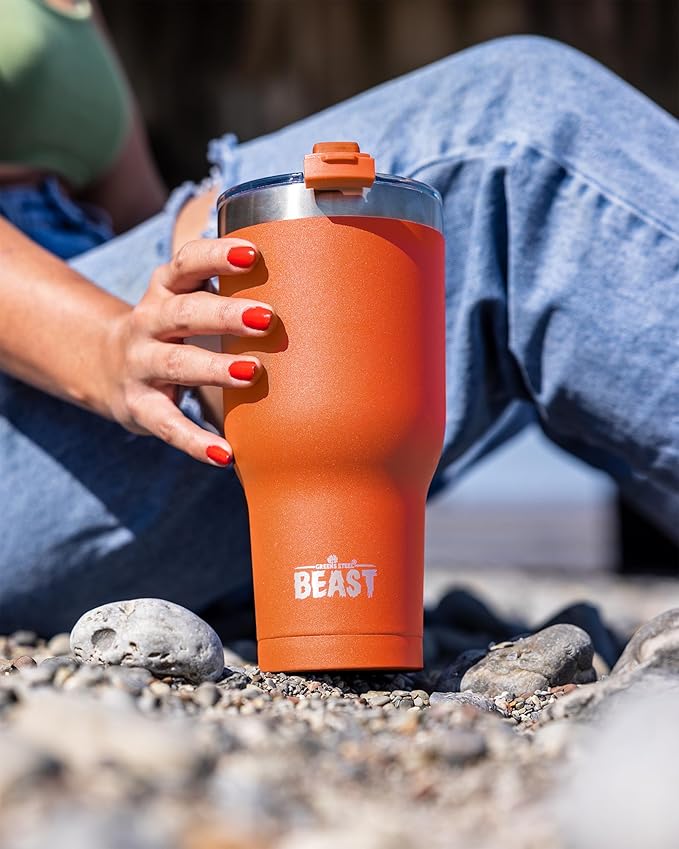 Beast 20 oz Tumbler Stainless Steel Vacuum Insulated Coffee Ice Cup Double Wall Travel Flask (Orange)