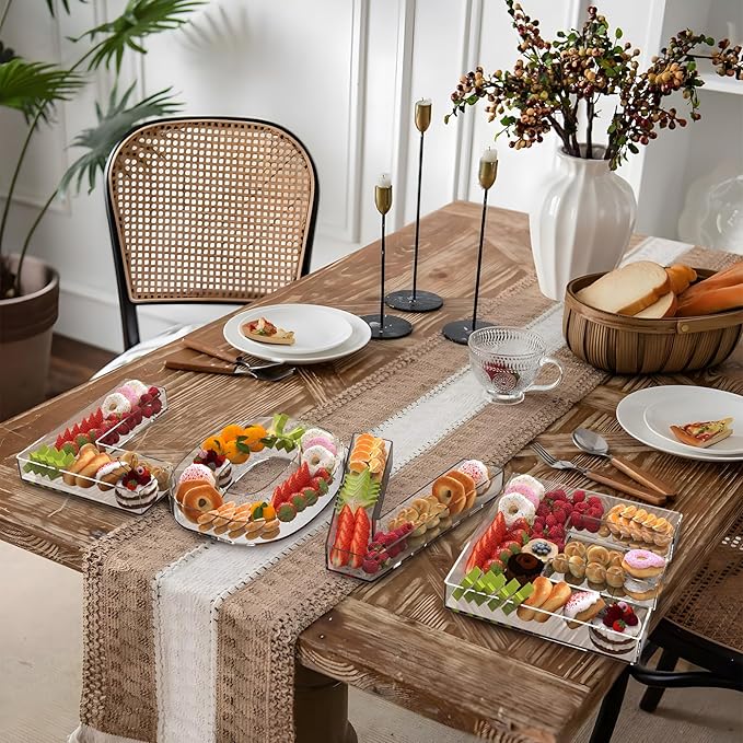 13.8" Extra Large Acrylic Letter Charcuterie Board Box, Reusable Fillable Letter Cake Candy Dish Display Serving Tray for Birthday Anniversary Party Decoration (L)