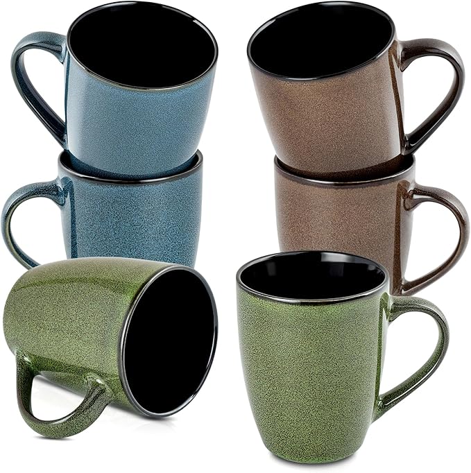 Ceramic Mugs 12oz,Large Ceramic Coffee Cups for Men, Women, Dad, Mom, Modern Coffee Mugs With Handle For Tea,Latte,Cappuccino,Cocoa. (Green 1 Pack)