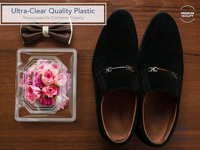 Royal Imports Clear Plastic Flower Box for Corsage, Boutonniere, Rose, Orchid Prom Wedding Craft Container 5x4x3-10 Pack