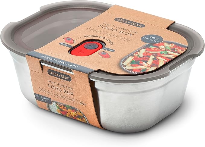 BLACK + BLUM Microwavable Stainless Steel Lunch Box | Multi-Function, Vacuum Sealed Container for Healthy Food | Portable and Stackable Food Storage for Office and Outdoor | 30 oz / 900ml