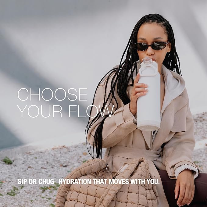 ZULU Powerfill Pro 24oz Stainless Steel Water Bottle with Quick Fill Lid, Triple Walled Vacuum Insulated Metal, Leak Proof Locking Lid, Sip and Chug, Reusable BPA Free, White