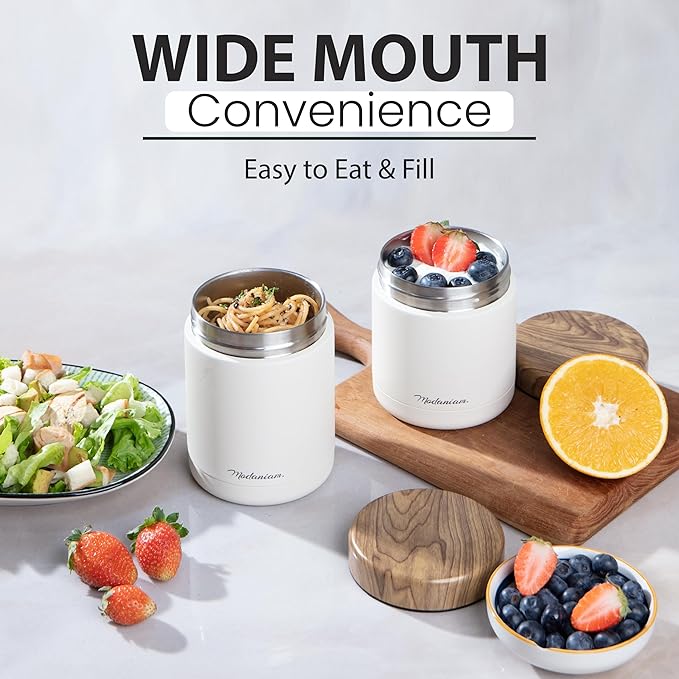 Stainless steel Insulated Food Jars set (16Oz + 12 OZ) wide mouth thermal container, Insulated Lunch Containers| Hot Food Lunch Container | Lunch box, Vanilla Woods (Off White)