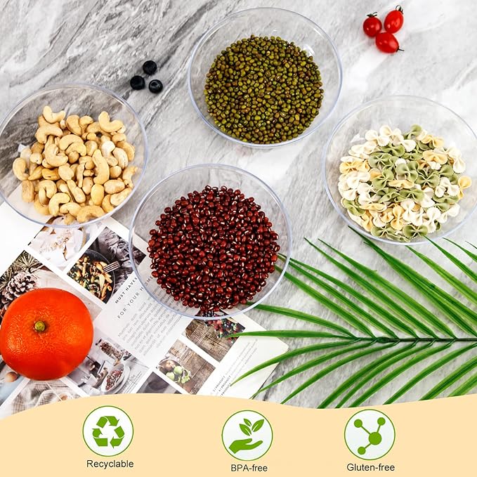 bUCLA 50Pack Clear Plastic Bowls Disposable - 10oz Premium Heavy Crystal Plastic Salsa Bowls - Ideal for Wedding & Party