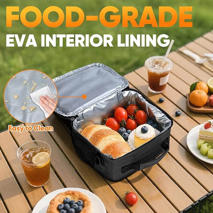 BALEINE Insulated Lunch Bag for Men Women, Leakproof Cooler Bag with Adjustable Shoulder Strap for Work Picnic, Lunch Box for Women Men (Small, Black)