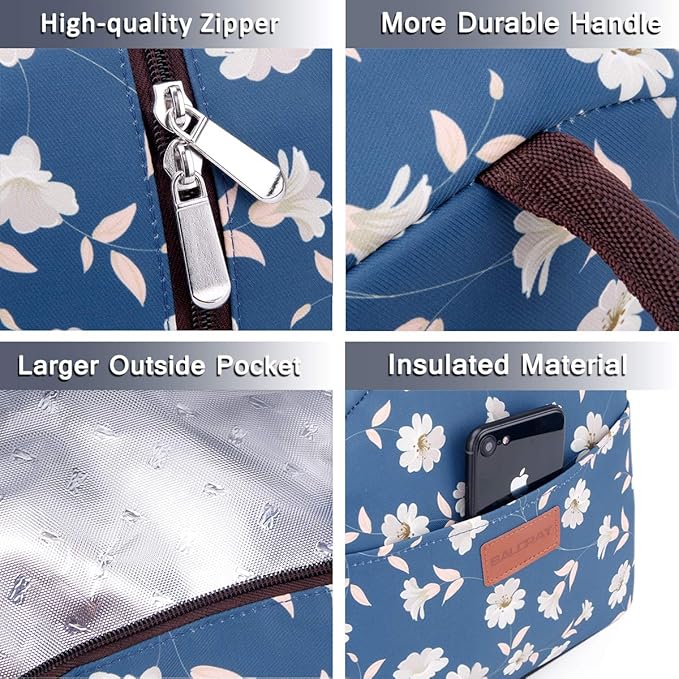 BALORAY Lunch Bag for Women Men Insulated Lunch Box for Adult Reusable Lunch Tote Bag for Work, Picnic or Travel (Morning Glory)