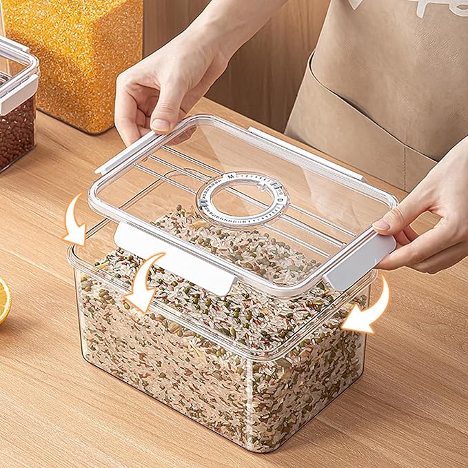 3 Pack Cereal Containers Storage Set,Airtight Food Storage Containers with Lids and Time Recording,BPA Free Dispenser Plastic Cereal Storage Keeper Kitchen,Pantry Organization Organizer Box