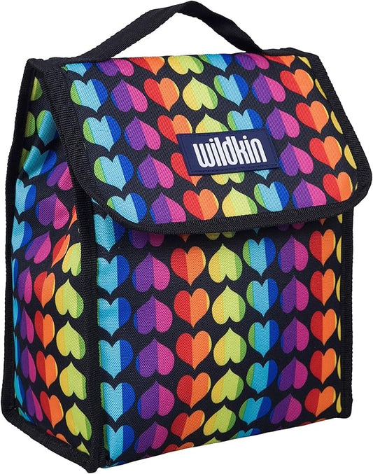 Wildkin Kids Insulated Lunch Bag – Reusable, Ideal for Hot/Cold Snacks, School & Travel - Rainbow Hearts