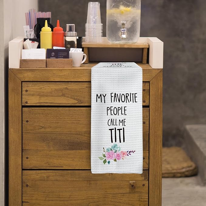 Titi Gifts Kitchen Towels, Best Titi Auntie Gifts Hand Towels, Auntie Aunt Gift from Niece Nephew Dish Towel Tea Towel for Kitchen, Gift for TitiAuntie, 16x24inch