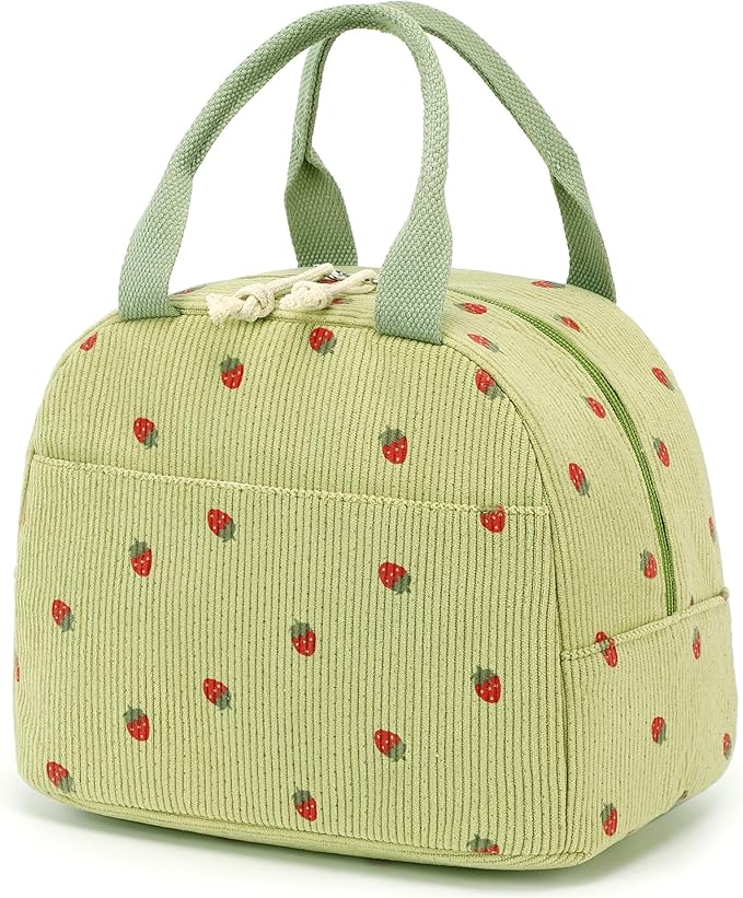 Bluboon Lunch Bag for Women Men Cute Corduroy Lunch Tote Bags Reusable Insulated Lunch Box Large Capacity Reusable Insulated Cooler for Work Picnic or Travel