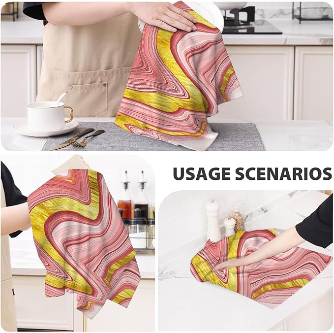 Pink Gold Marble Kitchen Towels Decorative Set of 2 16x24 Inch Rose Pink Modern Hand Towels Soft Absorbent Dish Cloths Bathroom Home Bar Marble Kitchen Decor