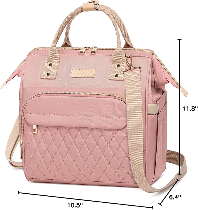 AIJIEKE Lunch Bag for Women, Large Lunch Box for Work Insulated Lunch Bag, Adult Leak Proof Lunch Tote Cooler Bag with Side Pockets & Adjustable Strap, Lunch Purse for Picnic Beach Hiking, Pink