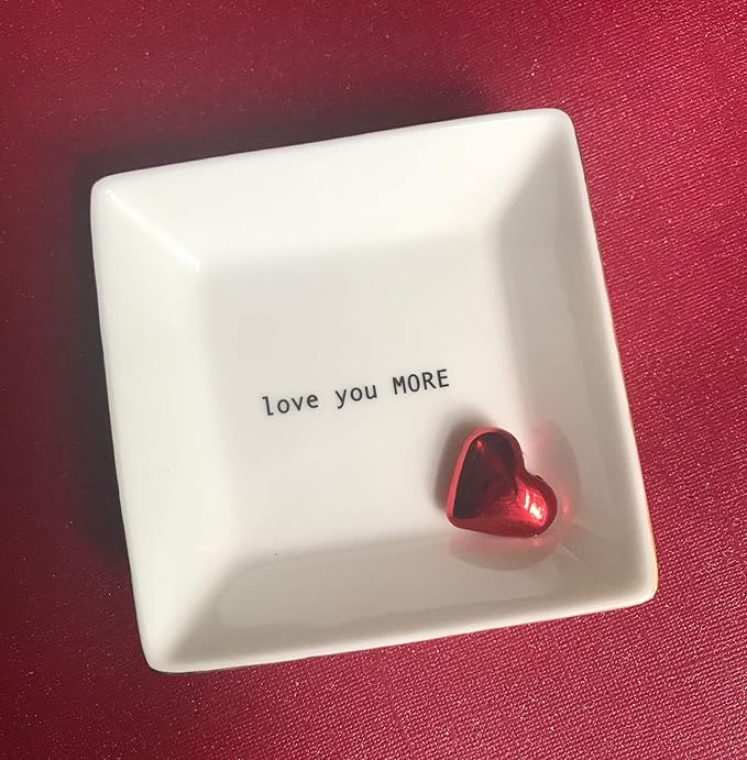 Simply Charmed Love You More Gift | Husband and Wife Ring Dish | Jewelry Ring Holder | Elegant Trinket Tray Organizer Dish