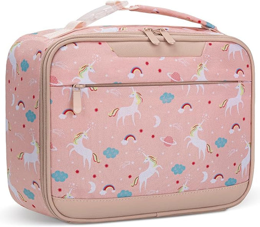 Tuwubi Kids Lunch Bag Insulated Lunch Box for Kids Small Lunch Bag for Boys/Girls Durable Lunchbox for School,Pink Unicorn 10-Can(5L)