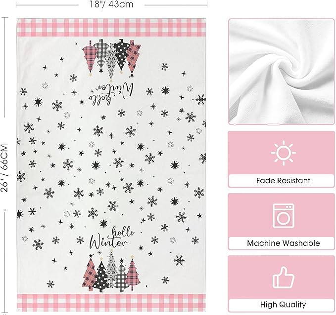 Snowman Xmas Trees Christmas Kitchen Towels Dish Towels, 18x26 Inch Daily Seasonal Winter Decoration Hand Towels Set of 4