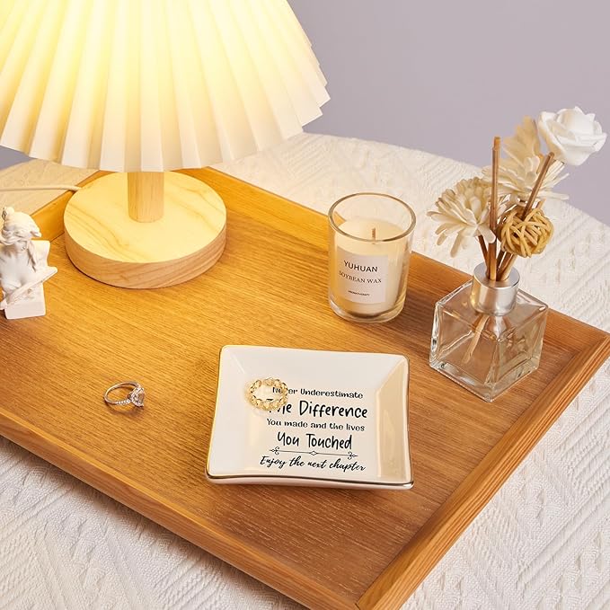 Retirement Gifts for Women Coworker Leaving Gifts Going Away Gift Retirement Gift Jewelry Dish for Friends Retired Teachers Nurses Doctor Boss Goodbye Farewell Gifts for Coworkers New Job