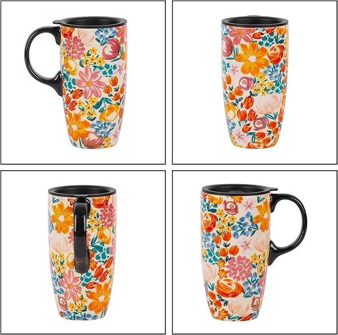 Topadorn Ceramic Mugs Porcelain Latte Tea Cup Coffee Mug with Gift Box,17oz.