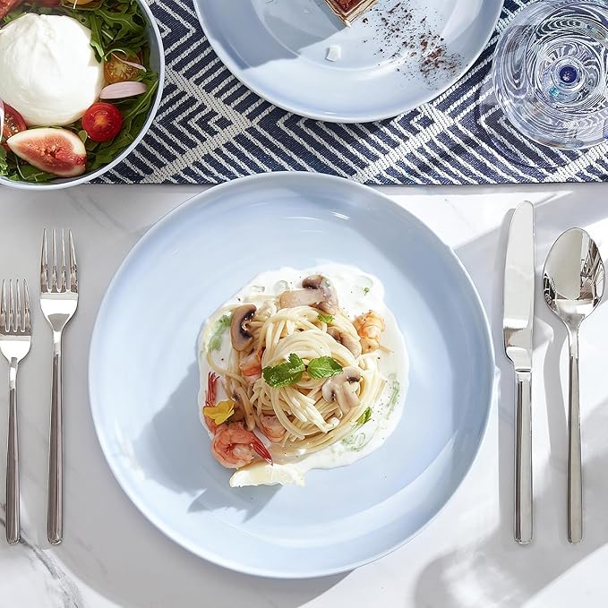 KINGSTONE Bone China Dinnerware Sets, 12-Piece Dinnerware Set for 4, Lightweight Durable, Dishwasher Safe, Tableware for Daily Use with Elegant Design, Blue