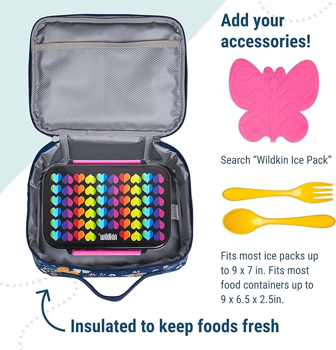 Wildkin Kids Insulated Lunch Box – Durable and Reusable for School & Travel - Wildflower Bloom