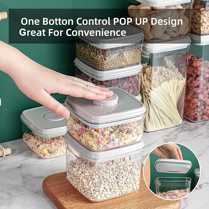 Airtight Food Storage Container - Pop Containers Food Dispenser With Lids, Bpa Free Stackable Container for Coffee Cereal Flour Spaghetti Rice Kitchen Organizer (1.2qt / 1200ml)