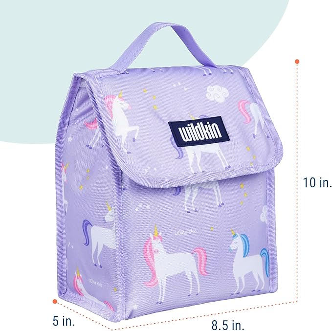 Wildkin Kids Insulated Lunch Bag – Reusable, Ideal for Hot/Cold Snacks, School & Travel - Unicorn