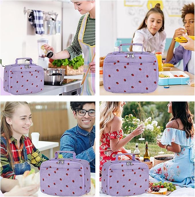 Bluboon Kids Girls Lunch Bag Insulated Lunch Box for school Corduroy Lunch Cooler Organizer School Kids Lunch Tote