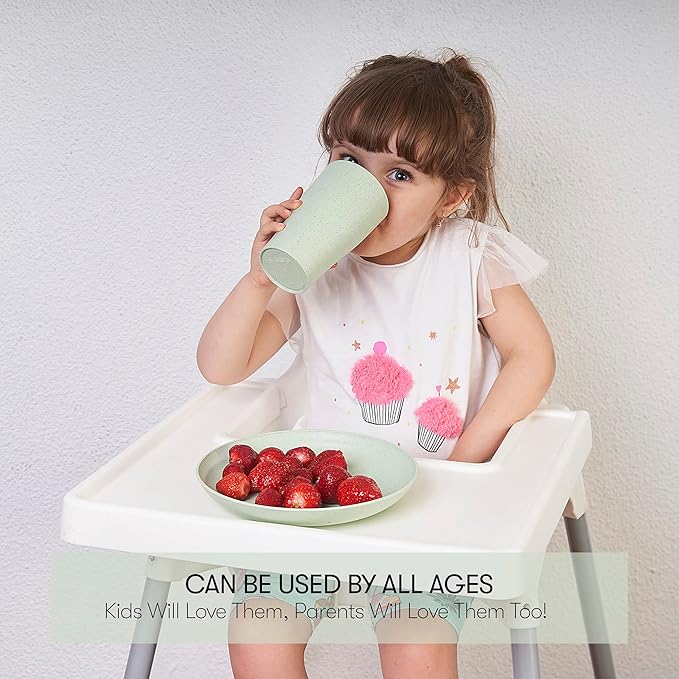 Wheat Straw Dinnerware Sets | Unbreakable Dinnerware Sets | Dishwasher Microwave Safe Dinnerware | Eco Friendly Non Breakable Dinnerware Sets | RV Outdoor Camping (Green, Service for 4 (16 pcs))