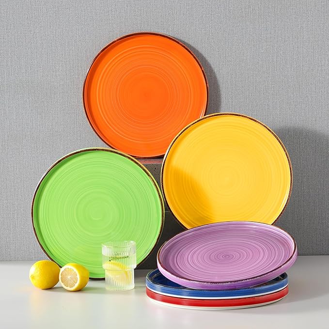 vancasso Bonita 10.5 Inch Dinner Plates, Ceramic Dinner Plate Set, Dinner Plates Set of 6, Large Dinnerware Plates for Kitchen, Microwave, Oven and Dishwasher Safe, Multicolor