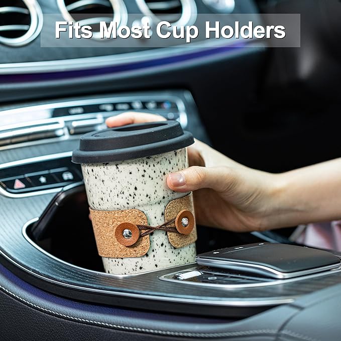 Ceramic Coffee Mug, Travel Coffee Tumbler, To Go Coffee Mug, Large Tea Cup with Lid, Latte Mugs, Camping Mugs, Microwave & Dishwasher Safe, Gifts for Coffee Lovers, 16.5 oz