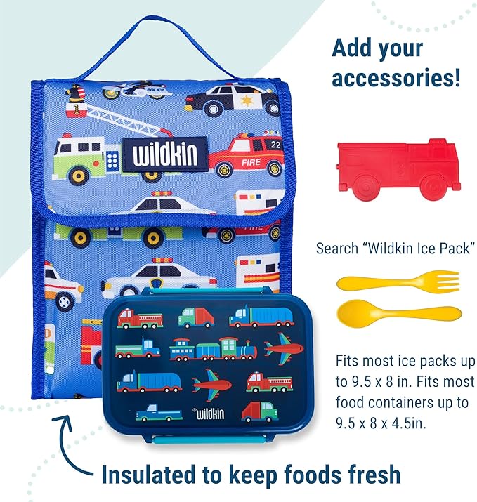 Wildkin Kids Insulated Lunch Bag – Reusable, Ideal for Hot/Cold Snacks, School & Travel - Heroes