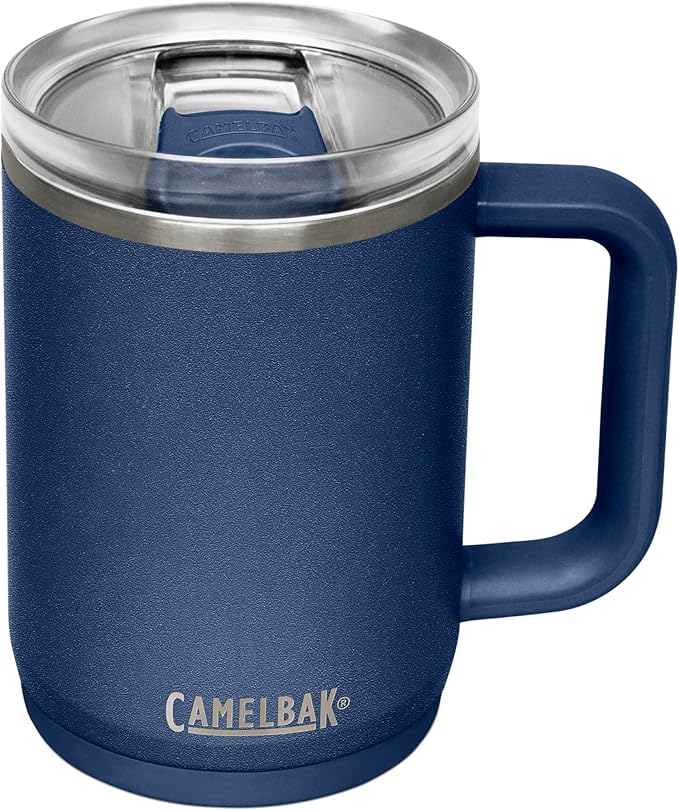 CamelBak Thrive Leak-Proof 16 oz Mug, Insulated Stainless Steel - for Travel, Coffee, Tea, hot Beverages - Spill Proof - Cup-Holder Compatible, Navy