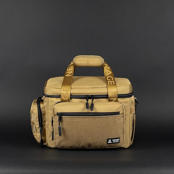 WOLFpak 20L Mini Tactical Lunch Box Cooler Bag - Water-Resistant 1000D Fabric, Insulated, Multiple Pockets, MOLLE & Patch Panel, Ideal for Work, Gym, Hiking (Khaki)