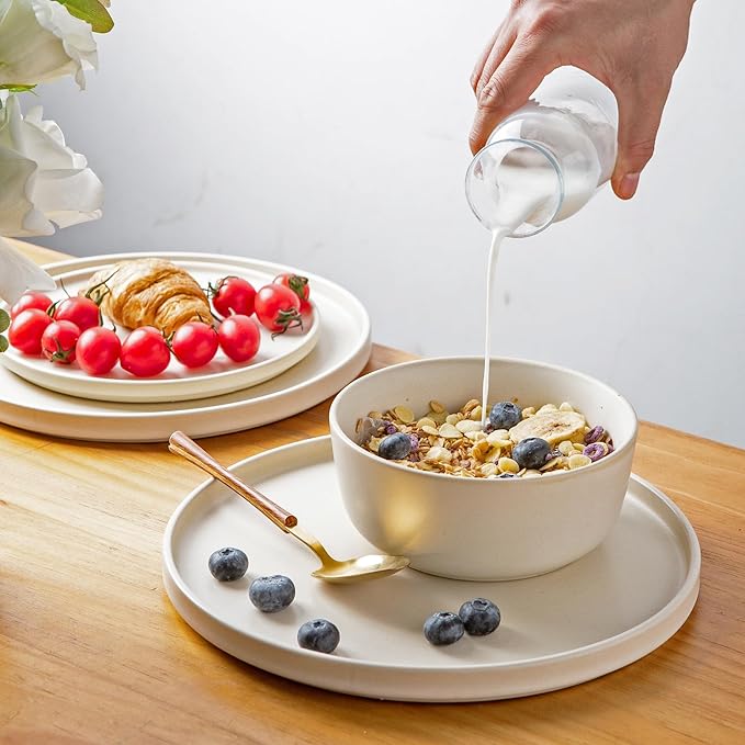 AmorArc Stoneware Dinnerware Sets for 6,Reactive Ceramic Plates and Bowls Set,Highly Chip and Crack Resistant | Dishwasher & Microwave Safe | Round Dishes Set Service for 6 (18pc)