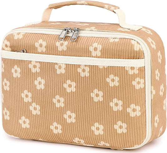 Bluboon Kids Girls Lunch Bag Insulated Lunch Box for school Corduroy Lunch Cooler Organizer School Kids Lunch Tote